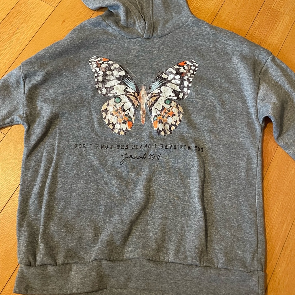 Gray Butterfly Kids Hoodie